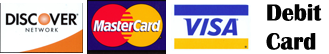 Visa, Master Card, Discover, Debit